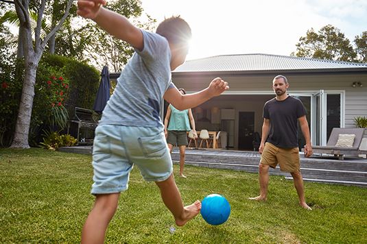 family playing outside